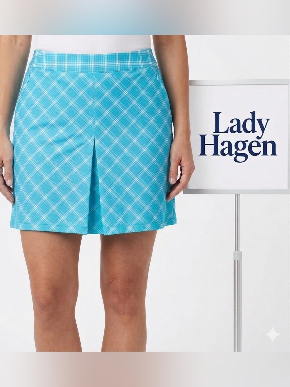 Lady Hagen Pleated Checkered Golf Skort 12